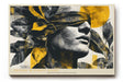 Paul Sinus Wandbild 120x80cm abstraktes Frauenportrait modern schwarz gold Kunst Gesicht mit Blaettern stilvolle Wanddekoration fuer Wohnzimmer Büro