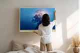 Paul Sinus Wandbild 120x80cm abstraktes Gedanken Portrait mit Berglandschaft surreal moderne Kunst in Blau Licht und Natur Inspiration Wanddekoration für Wohnzimmer Büro