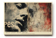 Paul Sinus Wandbild 120x80cm Abstraktes Gesicht Collage Moderne Urban Art in Rot Schwarz Beige Ausdrucksstarke Kunst Wanddekoration