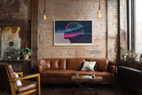 Paul Sinus Wandbild 120x80cm abstraktes Gesicht Meer Gedanken modern blau pink surreal Kunst Kunstdruck grosses Kunstbild kreative Wanddekoration fuer Wohnzimmer Büro