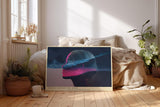 Paul Sinus Wandbild 120x80cm abstraktes Gesicht Meer Gedanken modern blau pink surreal Kunst Kunstdruck grosses Kunstbild kreative Wanddekoration fuer Wohnzimmer Büro