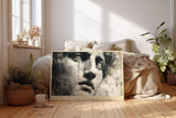 Paul Sinus Wandbild 120x80cm Abstraktes Gesicht Moderne Portrait Kunst in Beige Schwarz Wanddekoration