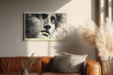 Paul Sinus Wandbild 120x80cm Abstraktes Gesicht Moderne Portrait Kunst in Beige Schwarz Wanddekoration
