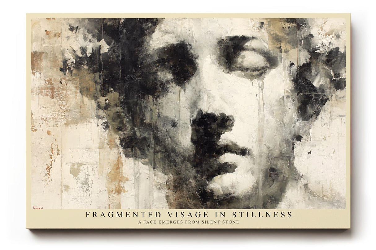 Paul Sinus Wandbild 120x80cm Abstraktes Gesicht Moderne Portrait Kunst Minimalistische Darstellung in Schwarz Weiss