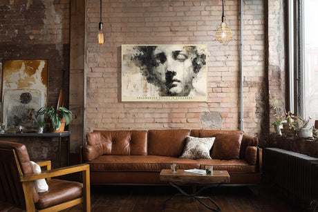 Paul Sinus Wandbild 120x80cm Abstraktes Gesicht Moderne Portrait Kunst Minimalistische Darstellung in Schwarz Weiss