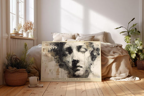 Paul Sinus Wandbild 120x80cm Abstraktes Gesicht Moderne Portrait Kunst Minimalistische Darstellung in Schwarz Weiss