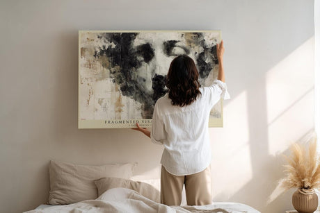 Paul Sinus Wandbild 120x80cm Abstraktes Gesicht Moderne Portrait Kunst Minimalistische Darstellung in Schwarz Weiss