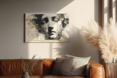 Paul Sinus Wandbild 120x80cm Abstraktes Gesicht Moderne Portrait Kunst Minimalistische Darstellung in Schwarz Weiss