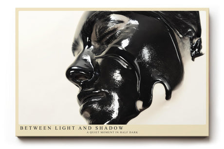 Paul Sinus Wandbild 120x80cm abstraktes Gesicht schwarz glänzende Kunst moderne Skulptur Licht und Schatten Kunstbild minimalistische
