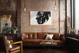 Paul Sinus Wandbild 120x80cm abstraktes Gesicht schwarz glänzende Kunst moderne Skulptur Licht und Schatten Kunstbild minimalistische