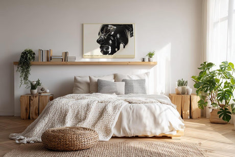 Paul Sinus Wandbild 120x80cm abstraktes Gesicht schwarz glänzende Kunst moderne Skulptur Licht und Schatten Kunstbild minimalistische