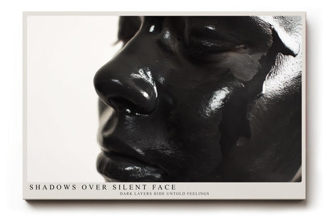 Paul Sinus Wandbild 120x80cm abstraktes Gesicht schwarze Skulptur glänzende Oberfläche moderne Kunst minimalistische Ästhetik Kunstbild stilvolle