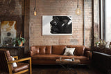 Paul Sinus Wandbild 120x80cm abstraktes Gesicht schwarze Skulptur glänzende Oberfläche moderne Kunst minimalistische Ästhetik Kunstbild stilvolle