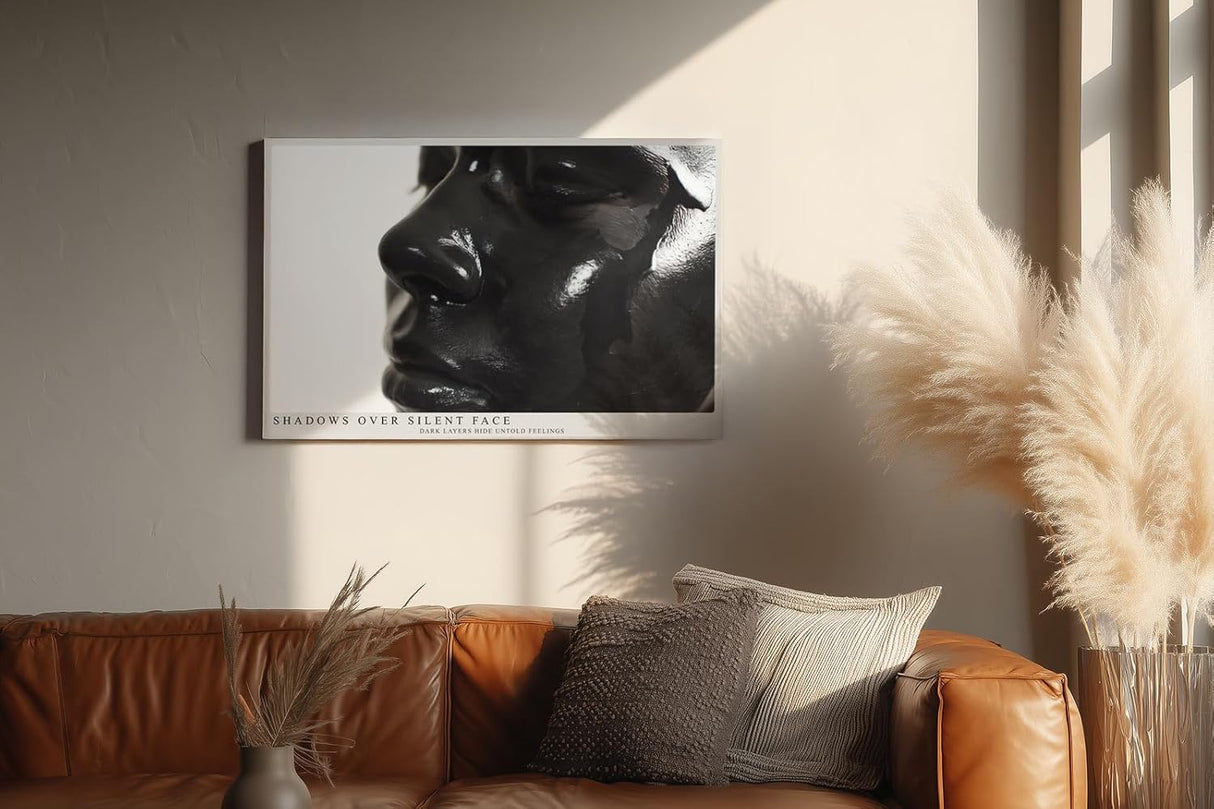 Paul Sinus Wandbild 120x80cm abstraktes Gesicht schwarze Skulptur glänzende Oberfläche moderne Kunst minimalistische Ästhetik Kunstbild stilvolle