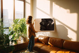 Paul Sinus Wandbild 120x80cm abstraktes Gesicht schwarze Skulptur glänzende Oberfläche moderne Kunst minimalistische Ästhetik Kunstbild stilvolle