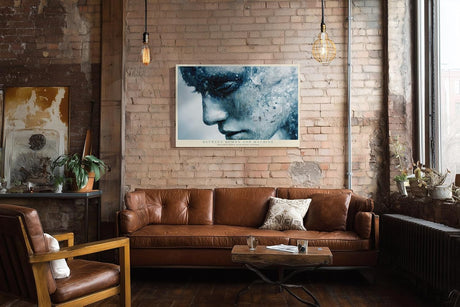 Paul Sinus Wandbild 120x80cm abstraktes Gesicht Technologie Kunst futuristisches Portraet blau digitale Struktur moderne Wanddekoration fuer Wohnzimmer Büro