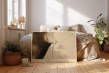 Paul Sinus Wandbild 120x80cm abstraktes Linien Portrait minimalistische Gesichtsillustration beige braun moderne Kunst auf Leinwand stilvolle Wanddekoration fuer Wohnzimmer Büro