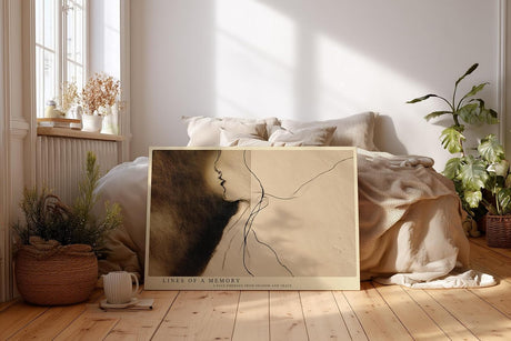 Paul Sinus Wandbild 120x80cm abstraktes Linien Portrait minimalistische Gesichtsillustration beige braun moderne Kunst auf Leinwand stilvolle Wanddekoration fuer Wohnzimmer Büro
