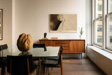 Paul Sinus Wandbild 120x80cm abstraktes Linien Portrait minimalistische Gesichtsillustration beige braun moderne Kunst auf Leinwand stilvolle Wanddekoration fuer Wohnzimmer Büro