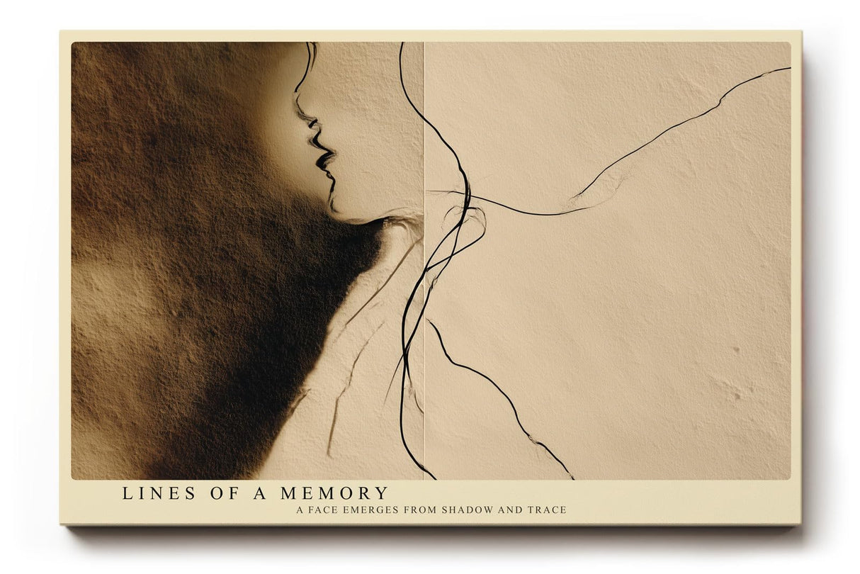 Paul Sinus Wandbild 120x80cm abstraktes Linien Portrait minimalistische Gesichtsillustration beige braun moderne Kunst auf Leinwand stilvolle Wanddekoration fuer Wohnzimmer Büro
