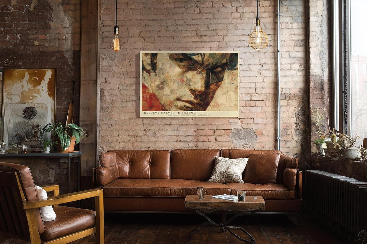Paul Sinus Wandbild 120x80cm Abstraktes Maennerportraet Ausdrucksstarke Moderne Portraitkunst in warmen Erdtoenen fuer Wohnzimmer Büro und Galerie