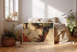 Paul Sinus Wandbild 120x80cm Abstraktes Maennerportraet Ausdrucksstarke Moderne Portraitkunst in warmen Erdtoenen fuer Wohnzimmer Büro und Galerie