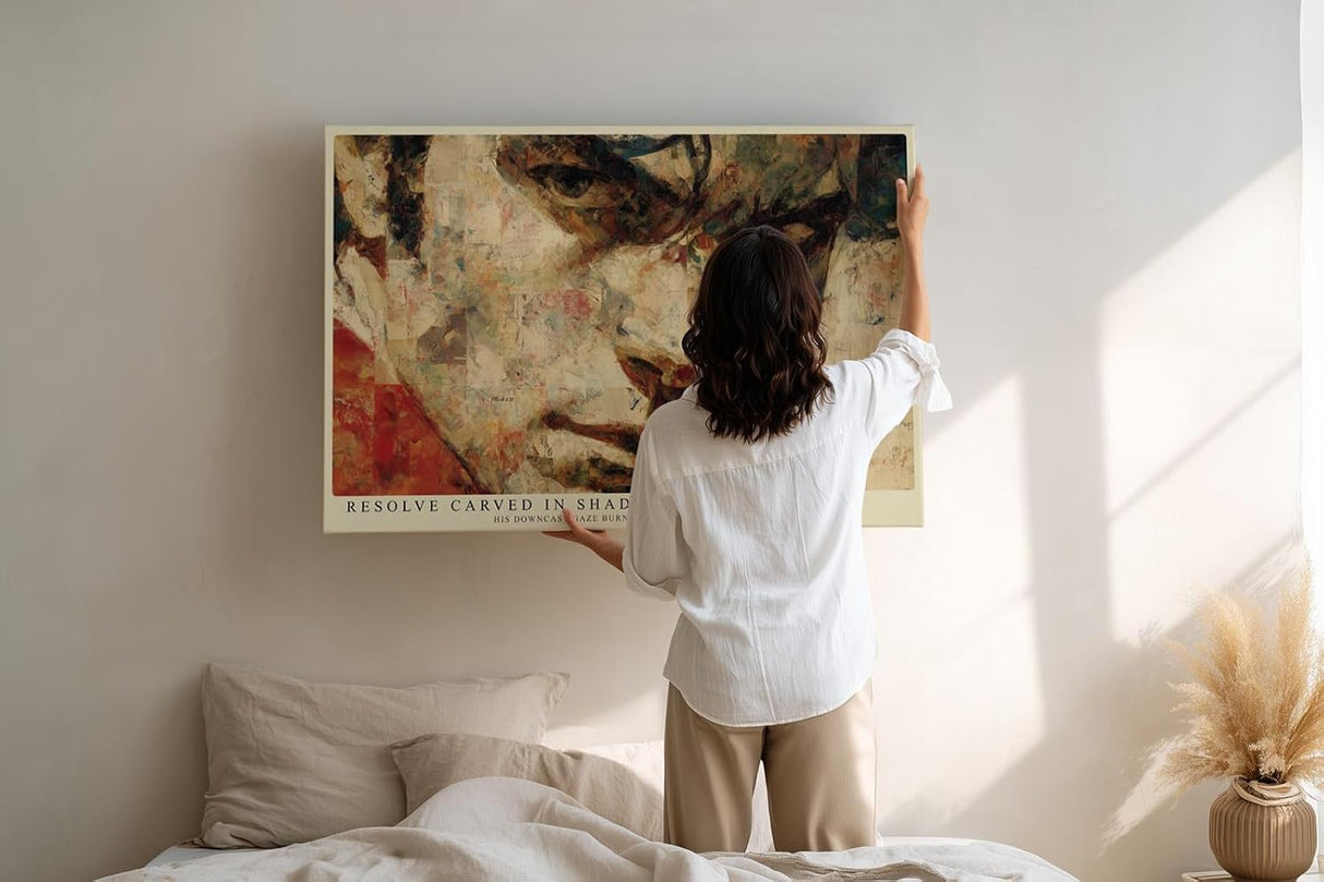Paul Sinus Wandbild 120x80cm Abstraktes Maennerportraet Ausdrucksstarke Moderne Portraitkunst in warmen Erdtoenen fuer Wohnzimmer Büro und Galerie