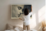 Paul Sinus Wandbild 120x80cm abstraktes Paar Portrait modern monochrome Kunst emotionale Gesichter grosses Kunstbild stilvolle Wanddekoration fuer Wohnzimmer Büro