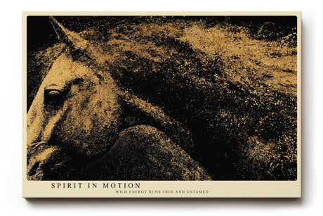 Paul Sinus Wandbild 120x80cm abstraktes Pferd goldene Partikel Bewegung moderne Tierkunst dynamisches Kunstbild stilvolle Wanddekoration fuer Wohnzimmer Büro