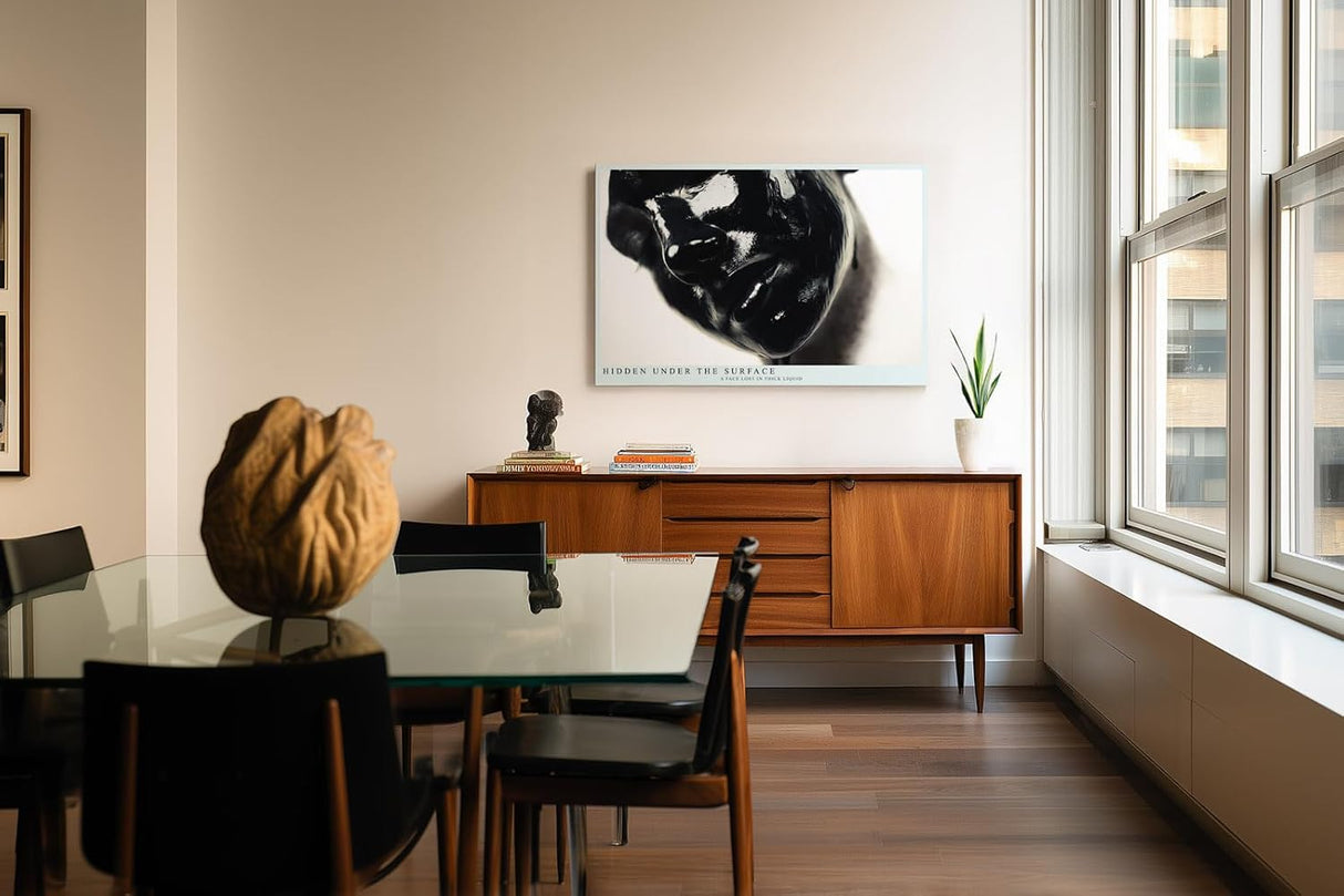 Paul Sinus Wandbild 120x80cm abstraktes Porträt schwarze Flüssigkeit moderne Fotokunst dramatische Kontraste geheimnisvolle Atmosphäre großes Kunstbild moderne
