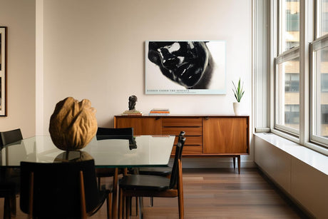 Paul Sinus Wandbild 120x80cm abstraktes Porträt schwarze Flüssigkeit moderne Fotokunst dramatische Kontraste geheimnisvolle Atmosphäre großes Kunstbild moderne