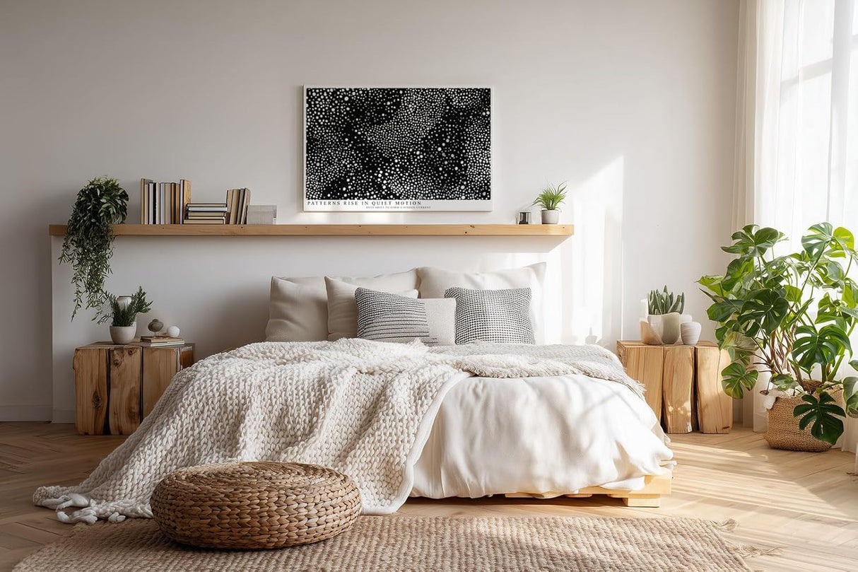 Paul Sinus Wandbild 120x80cm Abstraktes Punktmuster Schwarz Weiss moderne grafische Kunst