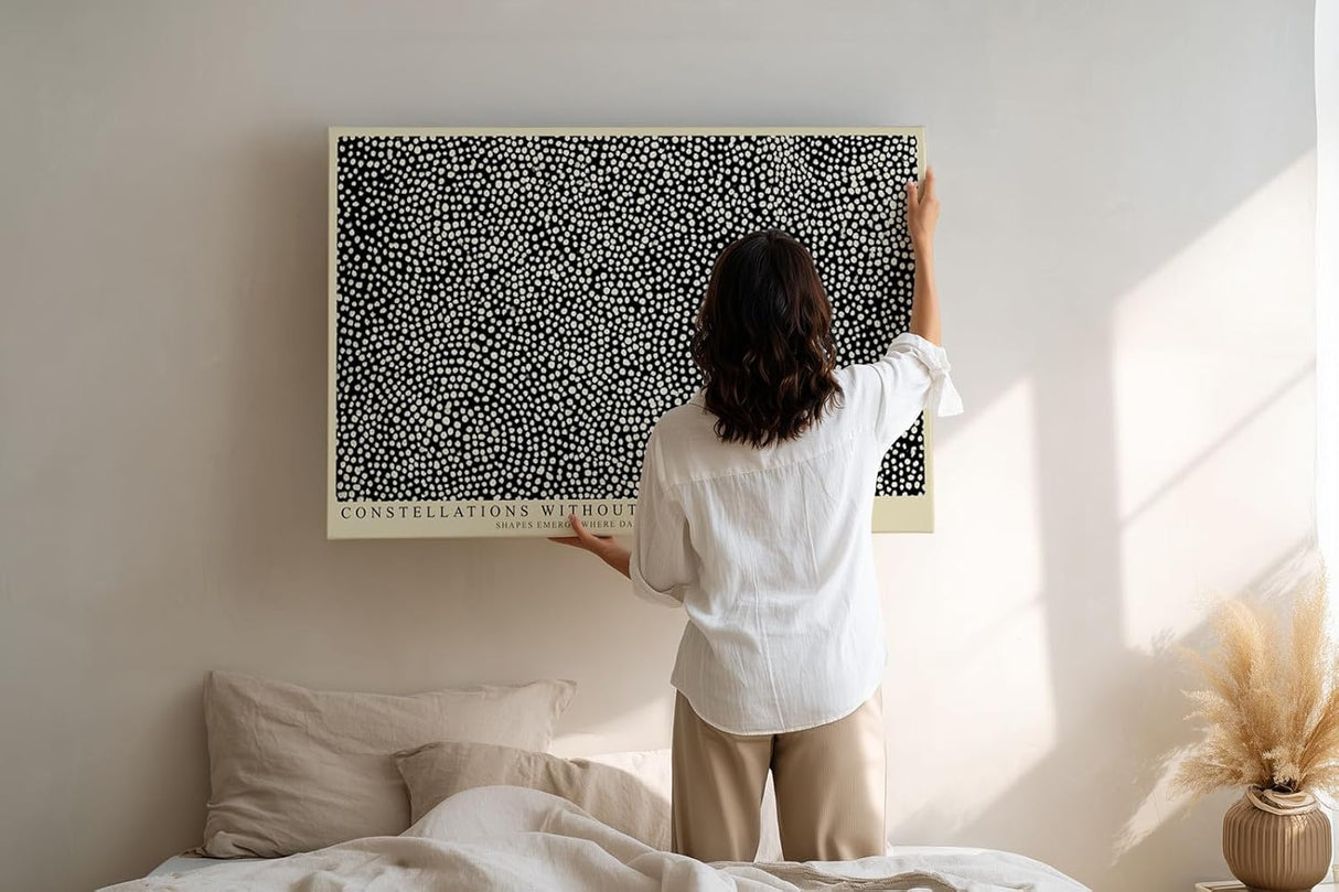 Paul Sinus Wandbild 120x80cm Abstraktes Sternenpunkt Muster Schwarz Weiss moderne grafische Kunst