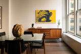 Paul Sinus Wandbild 120x80cm Affe Illustration modern gelb schwarz Pop Art Kunstdruck grosses Kunstbild kreative Wanddekoration fuer Wohnzimmer Büro Flur
