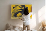 Paul Sinus Wandbild 120x80cm Affe Illustration modern gelb schwarz Pop Art Kunstdruck grosses Kunstbild kreative Wanddekoration fuer Wohnzimmer Büro Flur