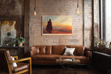 Paul Sinus Wandbild 120x80cm Afrikanische Landschaft Maasai Krieger Sonnenuntergang Natur Kunst Wanddekoration Wohnzimmer Schlafzimmer