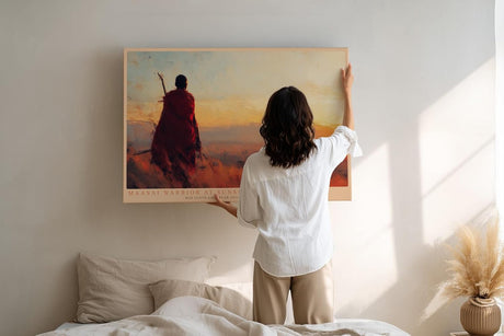 Paul Sinus Wandbild 120x80cm Afrikanische Landschaft Maasai Krieger Sonnenuntergang Natur Kunst Wanddekoration Wohnzimmer Schlafzimmer