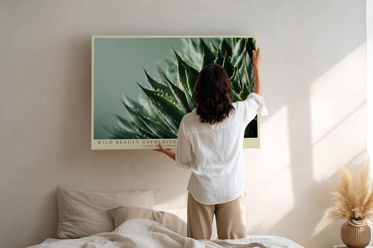 Paul Sinus Wandbild 120x80cm Agave Pflanze Makroaufnahme gruene Naturfotografie moderne botanische Kunst stilvolle Wanddekoration fuer Wohnzimmer Büro