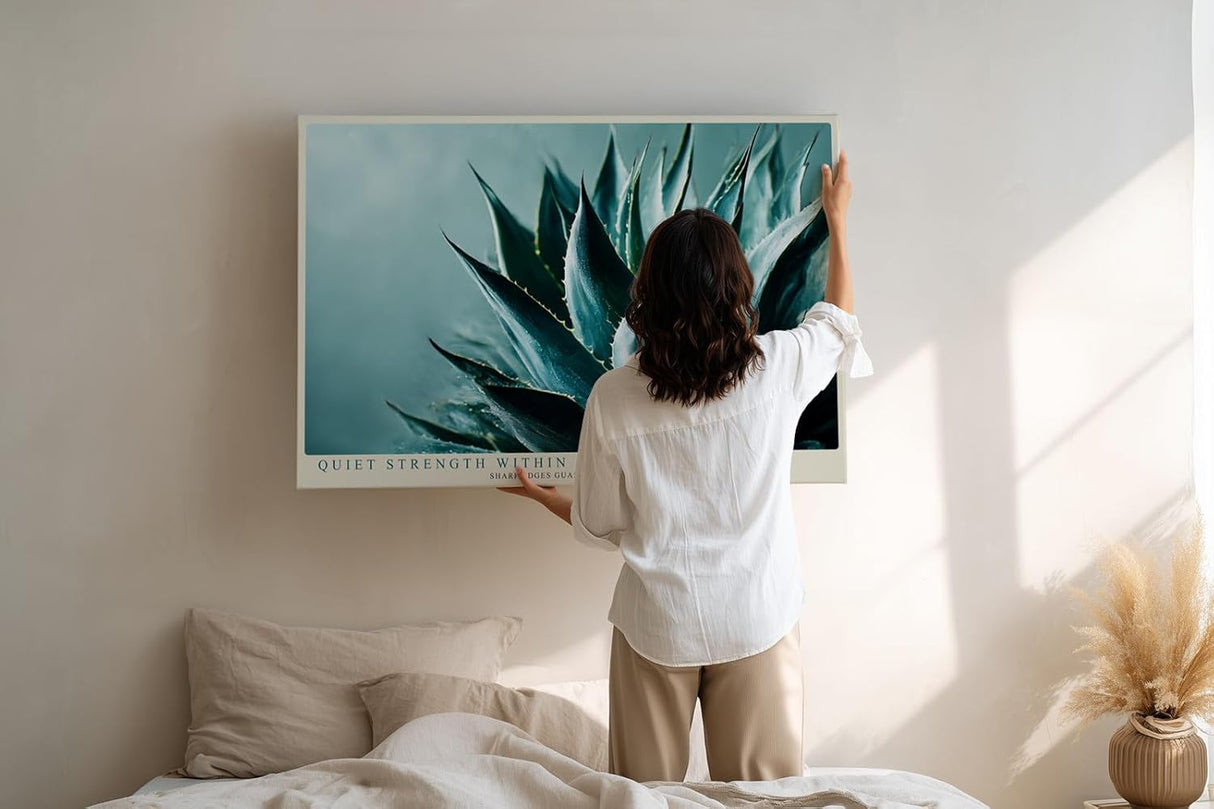 Paul Sinus Wandbild 120x80cm Agave Pflanze Makroaufnahme moderne botanische Kunst gruene Naturfarben stilvolle Wanddekoration fuer Wohnzimmer Büro