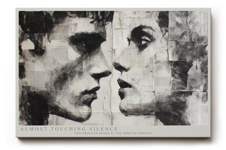 Paul Sinus Wandbild 120x80cm Almost Touching Silence Zwei Gesichter im Profil Schwarz Weiss Kunst fuer Wohnzimmer Schlafzimmer und Büro