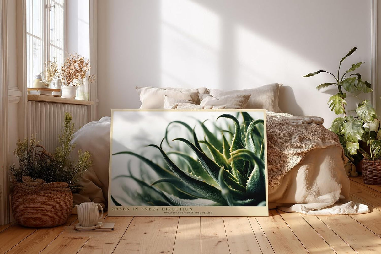 Paul Sinus Wandbild 120x80cm Aloe Pflanze Makrofotografie grüne botanische Naturkunst modernes Pflanzenposter für Wohnzimmer Schlafzimmer Büro Flur