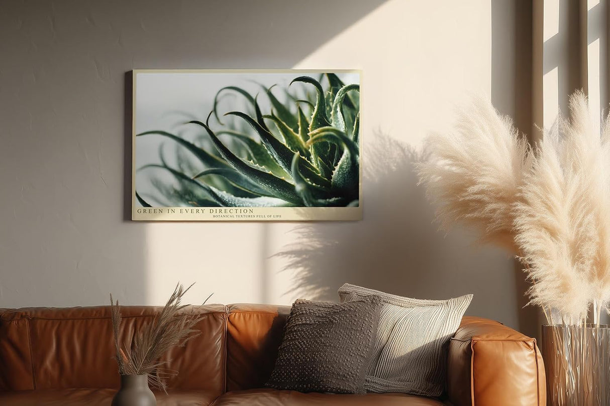 Paul Sinus Wandbild 120x80cm Aloe Pflanze Makrofotografie grüne botanische Naturkunst modernes Pflanzenposter für Wohnzimmer Schlafzimmer Büro Flur