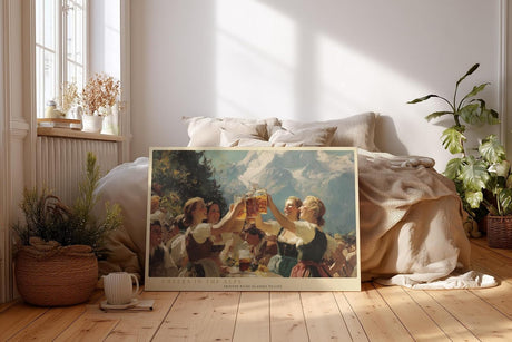 Paul Sinus Wandbild 120x80cm Alpen Fest Bier Szene LeinWandbild 120x80cm Traditionelle Berg Kultur Wanddekoration