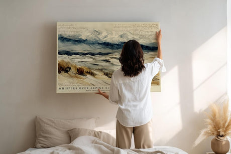 Paul Sinus Wandbild 120x80cm Alpen Landschaft Aquarell Kunst mit Bergen und weiter Natur fuer Wohnzimmer Büro und moderne Wohnräume
