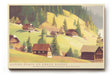 Paul Sinus Wandbild 120x80cm Alpenhuetten Berglandschaft Ruhige Natur Illustration mit Almhaeusern und Gruenen Berghaengen fuer Wohnzimmer und Schlafzimmer