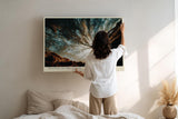 Paul Sinus Wandbild 120x80cm alter Baum von unten Naturfotografie modern mystische Waldszene grosses Natur Kunstbild stilvolle Wanddekoration fuer Wohnzimmer Büro Flur