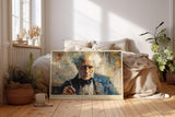 Paul Sinus Wandbild 120x80cm Alter Denker am Schreibtisch – Künstlerisches Porträt eines Gelehrten im klassischen Stil für stilvolle Räume