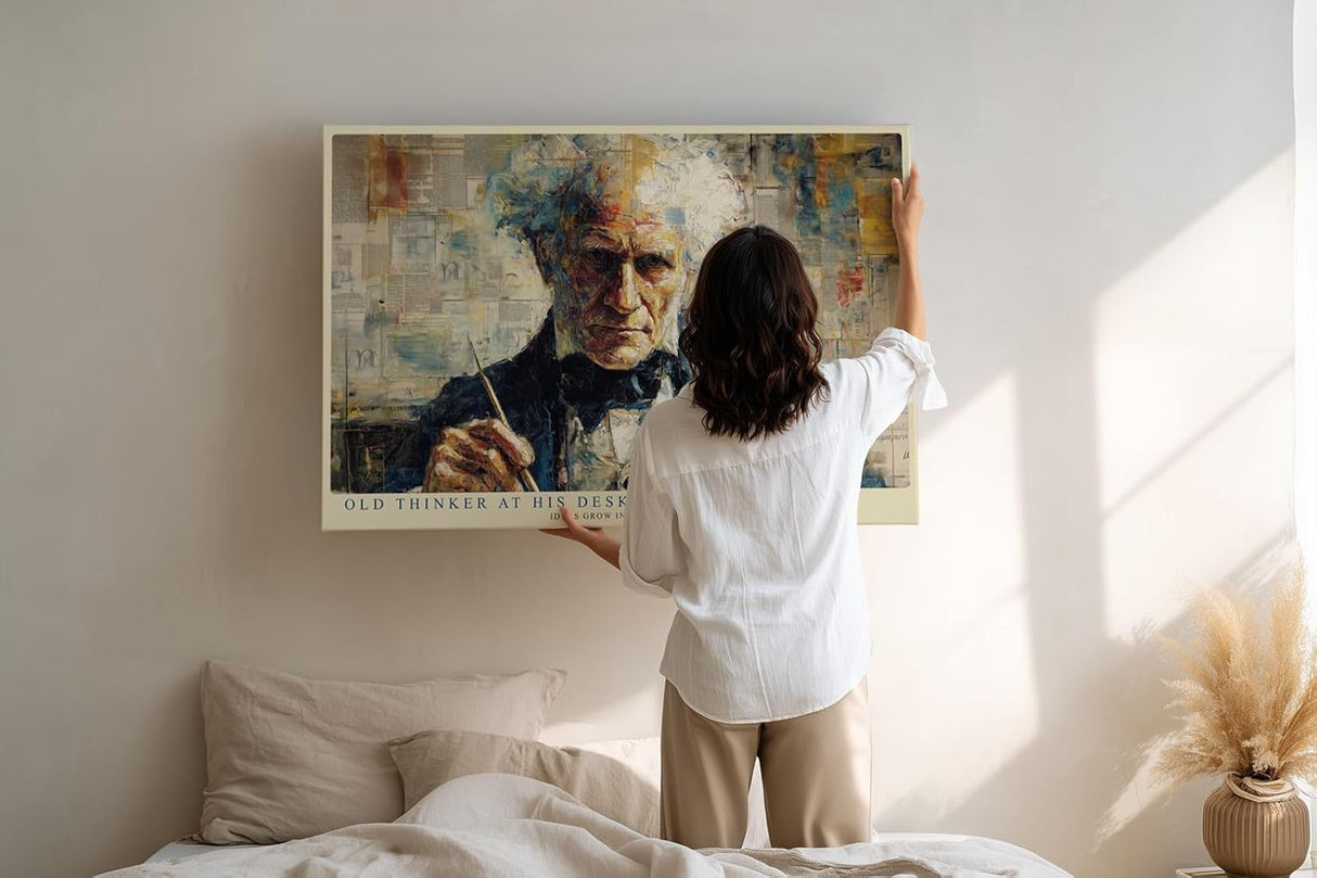 Paul Sinus Wandbild 120x80cm Alter Denker am Schreibtisch – Künstlerisches Porträt eines Gelehrten im klassischen Stil für stilvolle Räume