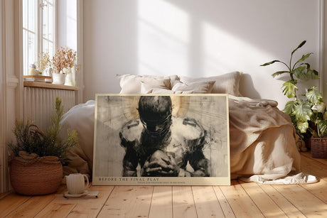 Paul Sinus Wandbild 120x80cm American Football Spieler Sport Kunstmotiv Kraftvolle Athleten Darstellung in moderner monochromer Malerei