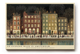 Paul Sinus Wandbild An Evening Walk in Amsterdam – Winterliches Stadtmotiv mit Spaziergängern entlang verschneiter Straßen, beleuchtete Häuser am Kanal